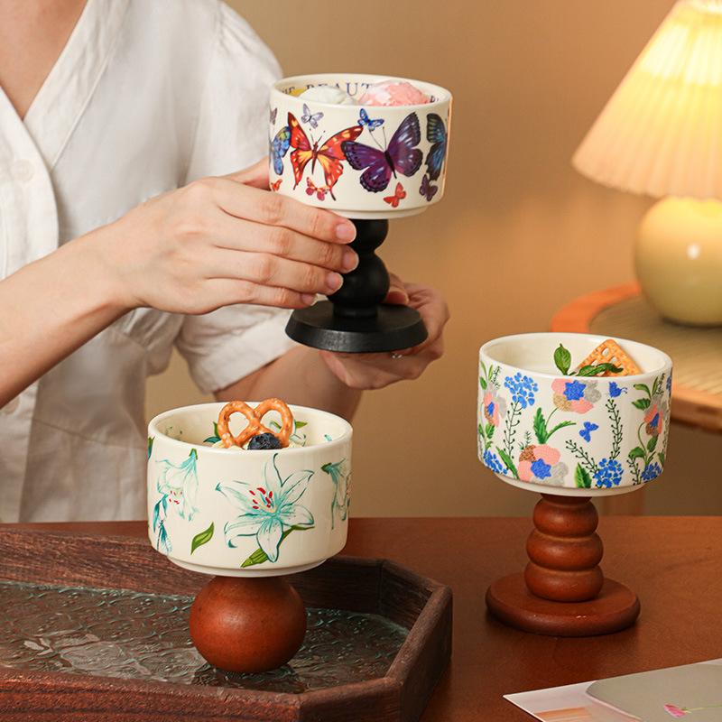 High appearance level stemware vintage ceramic cup dessert cup ice cream cup