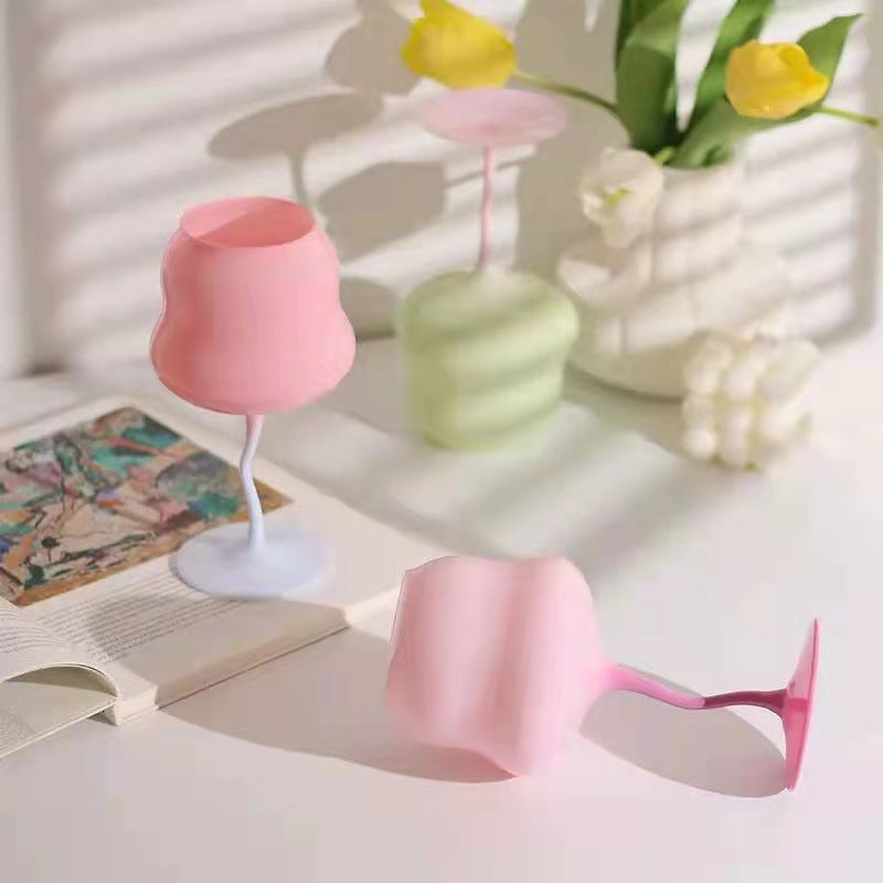 Macaron candy-colored fresh and bright wine goblets